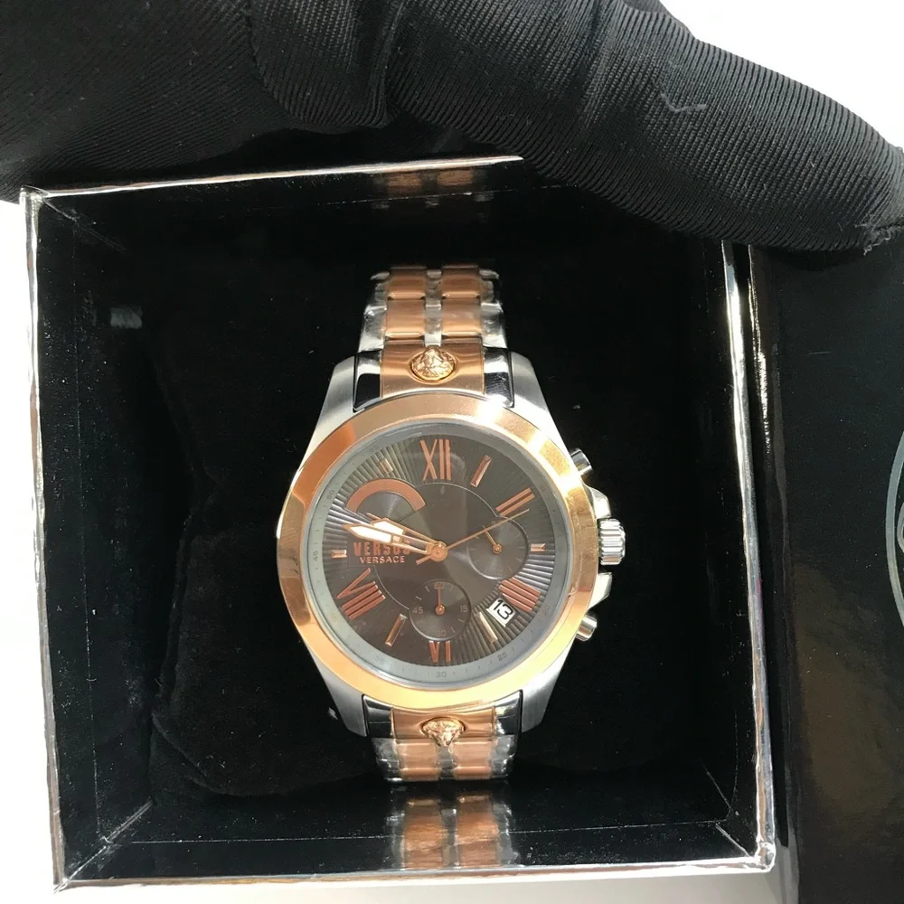 Ship same day- Authentic VERSUS Versace Men's Gray Dial Stainless Steel Bracelet